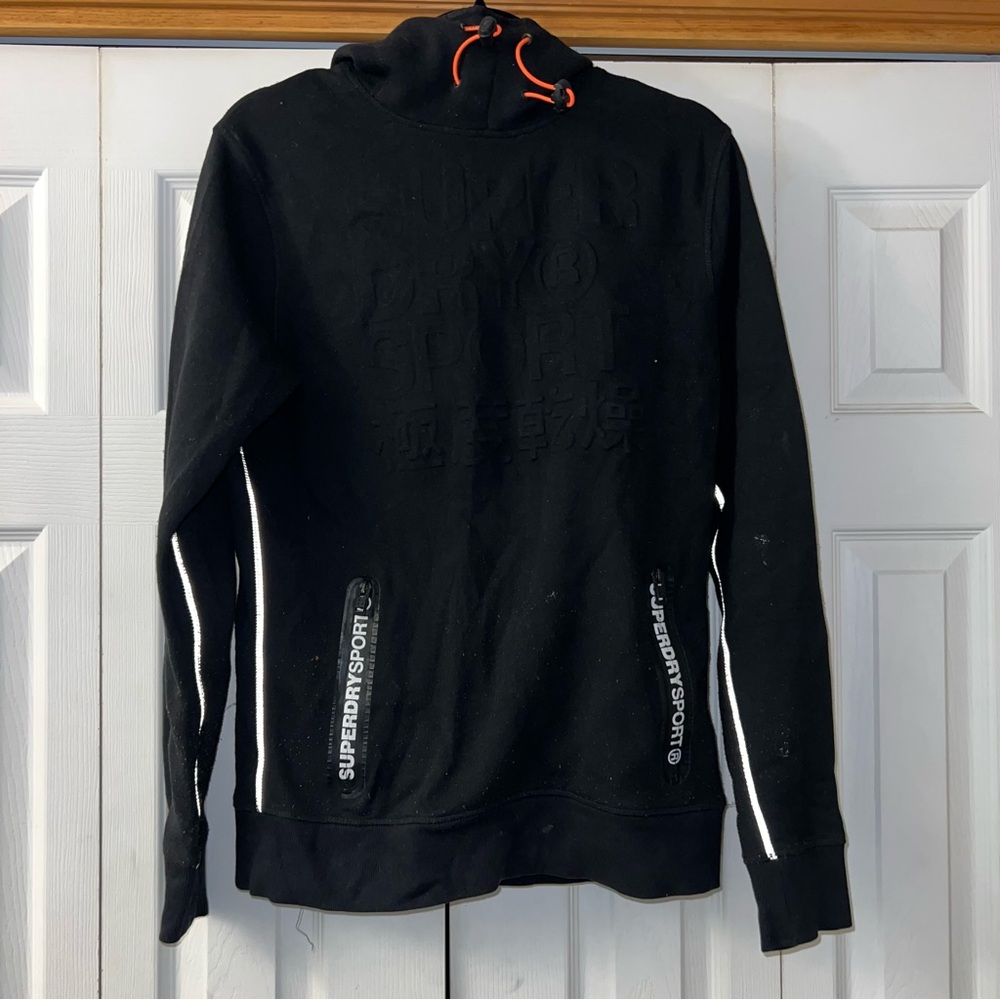 Superdry Black Sweatshirt with Orange and White Details